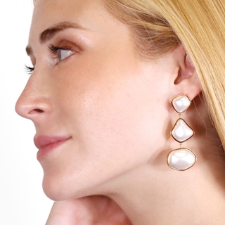 Γυναικεία Μακριά Σκουλαρίκια Whim Shella DPE294 Anartxy Ατσάλινα-Επιχρύσωση IP Και Πέρλες